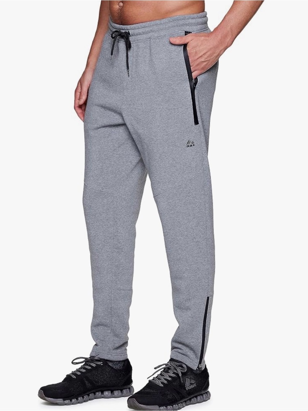 RBX Active Men's Athletic Fleece Tapered Jogger Sweatpant w/Pocket Gray Size XL